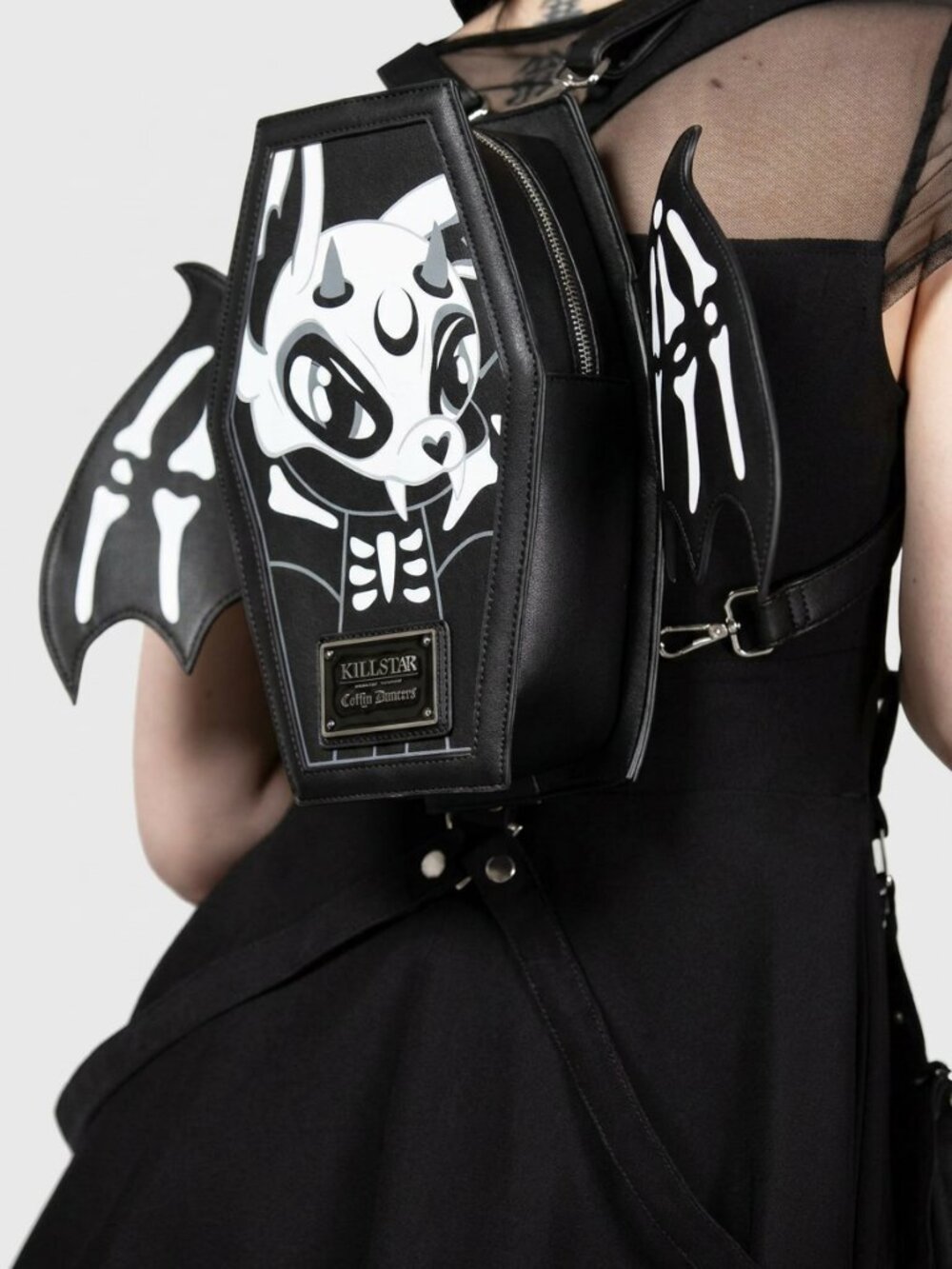 KILLSTAR Batbone coffin shaped faux leather backpack